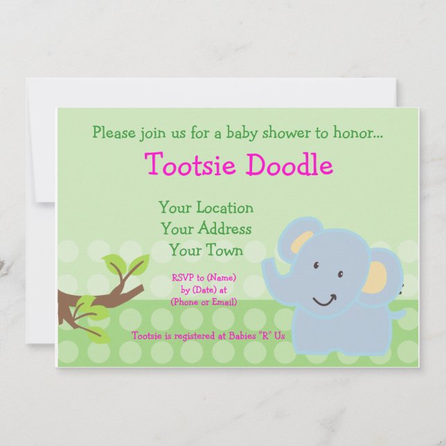 Baby Elephant Blue Boy Shower Sprinkle Inbjudningar (Framsida)