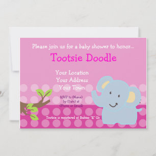 Baby Elephant Blue Boy Shower Sprinkle Inbjudningar