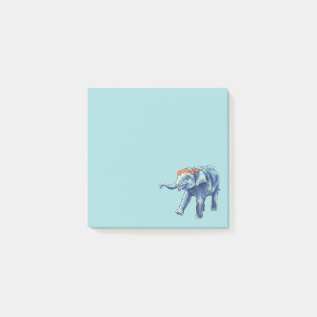 Baby Elephant Blue Cute Girly Kids Post-it Block (Framsida)