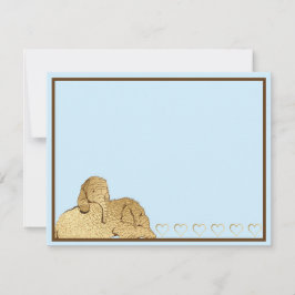 Baby Elephant Blue Guld Tack Kort