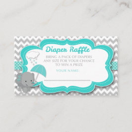 Baby Elephant Boy Shower Teal Diaper Raffle Tilläggskort