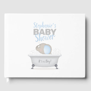 Baby Elephant Bubble Bath Boy Shower Gästböcker