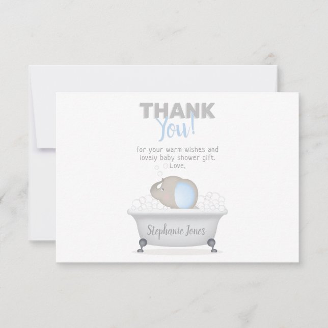 Baby Elephant Bubble Bath Boy Shower Inbjudningar (Framsida)