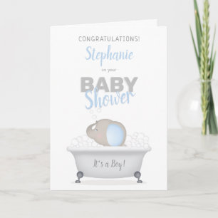 Baby Elephant Bubble Bath Boy Shower Kort