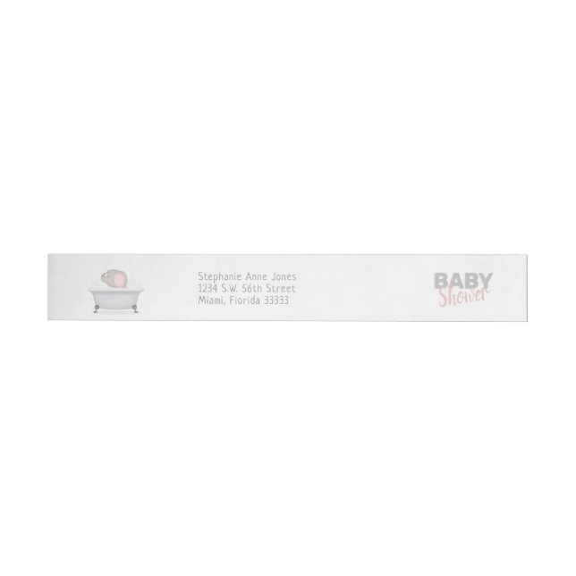Baby Elephant Bubble Bath Girl Baby Shower Etikettband (Individual)