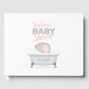 Baby Elephant Bubble Bath Girl Baby Shower Gästböcker