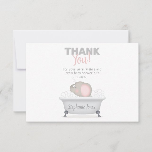 Baby Elephant Bubble Bath Girl Baby Shower Inbjudningar (Framsida)