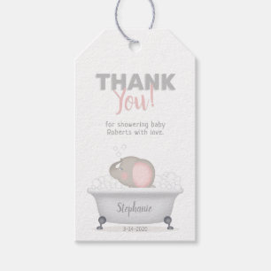 Baby Elephant Bubble Bath Girl Baby Shower Presentetikett