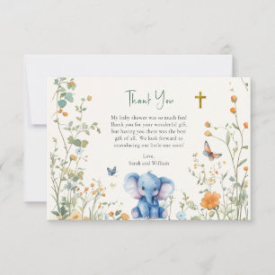 Baby Elephant & Butterflies ortodox Baby Shower Tack Kort