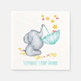 Baby Elephant Catching Falling Stars Baby Shower Pappersservett
