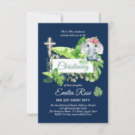 Baby Elephant CHRISTENING Inbjudan för Girls Jungl