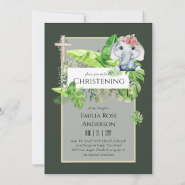 Baby Elephant CHRISTENING Inbjudan för Girls Jungl
