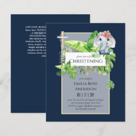 Baby Elephant CHRISTENING Inbjudan för Girls Jungl