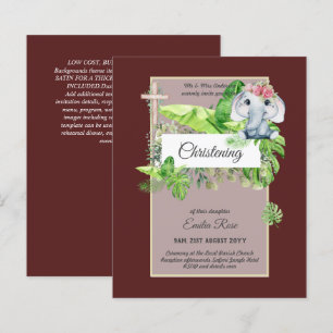Baby Elephant CHRISTENING Inbjudan för Girls Jungl