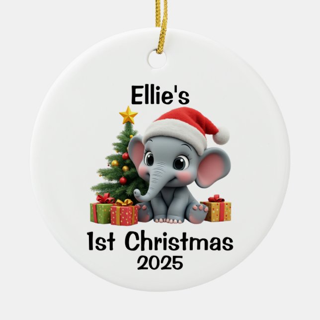 Baby Elephant Christmas Julgransprydnad Keramik (Framsidan)