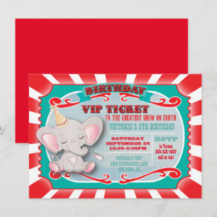Baby Elephant Circus Biljett Birthday-inbjudan Inbjudningar