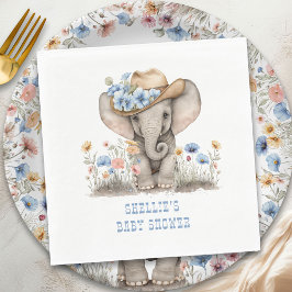 Baby Elephant Cowboy Western Boho Wildblomma Pappersservett