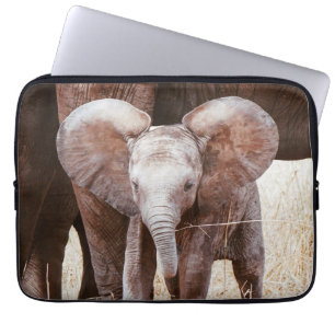 Baby Elephant Cute African Elephant med Mamma Laptop Fodral