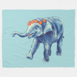 Baby Elephant Cute Blue Kids Fleecefilt