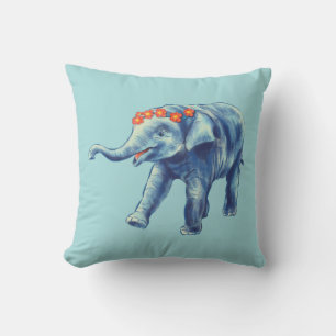 Baby Elephant Cute Blue Kids Kudde