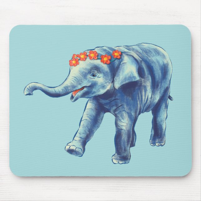 Baby Elephant Cute Blue Kids Musmatta (Framsidan)