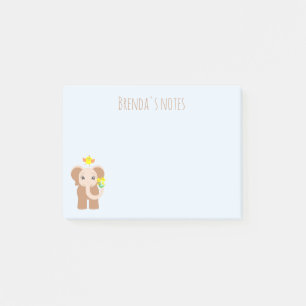 Baby Elephant Dancing Bird Gula blommor 4x3 Post-it Block