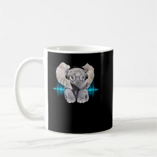 Baby Elephant DJ Wearing Headphone & Glasses Gift Kaffemugg