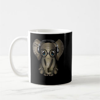 Baby Elephant DJ Wearing Headphone & Glasses Gift Kaffemugg