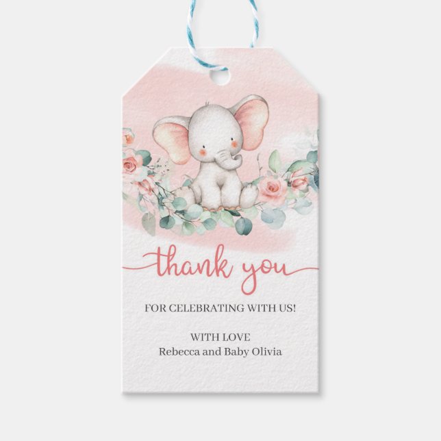 Baby elephant eucalyptus (babydusch) presentetikett (Framsidan)