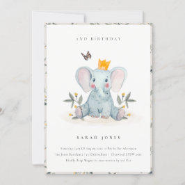 Baby Elephant Foliage any age Birthday Inbjudan