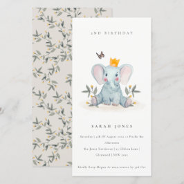 Baby Elephant Foliage any age Birthday Inbjudan