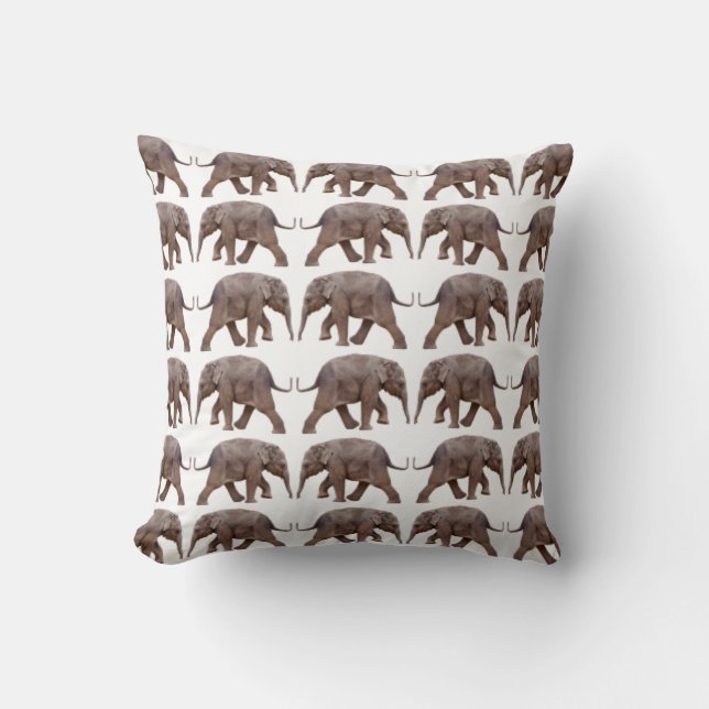 Baby Elephant Frenzy Kudd (Vit) Kudde (Framsida)