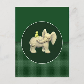 Baby Elephant & Frog Vykort