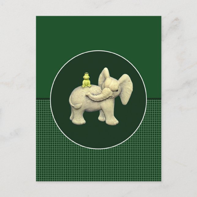 Baby Elephant & Frog Vykort (Framsida)