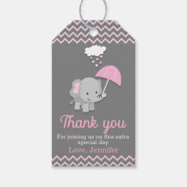 Baby Elephant Girl Baby Shower Party-Märkre Presentetikett