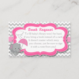 Baby Elephant Girl Baby Shower Rosa Bok Request Tilläggskort