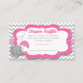Baby Elephant Girl Baby Shower Rosa Diaper Raffle Tilläggskort
