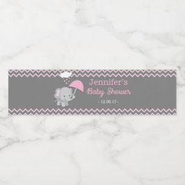 Baby Elephant Girl Baby Shower Vattenflaska Labels Vattenflaskor Etikett