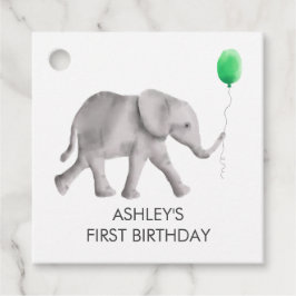 Baby Elephant Girl Birthday Gift Märkre, Grönt Gåvor Etiketter