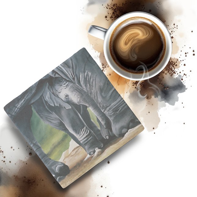 Baby Elephant Grått Cute Stenunderlägg (Skapare uppladdad)