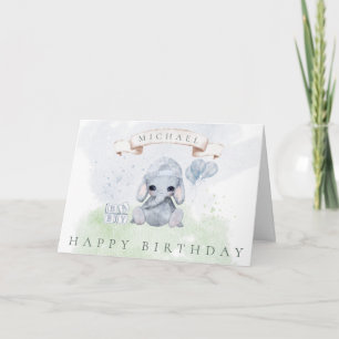 Baby Elephant Grattis på födelsedagen för Him Wate Kort