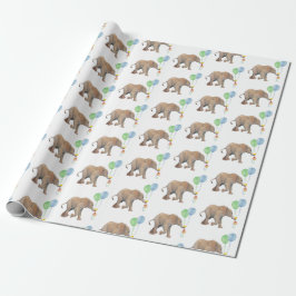 Baby Elephant green & blue balloon Gift Wrapping Presentpapper