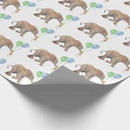 Baby Elephant green & blue balloon Gift Wrapping Presentpapper