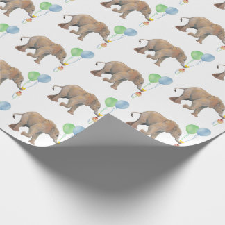 Baby Elephant green & blue balloon Gift Wrapping Presentpapper