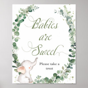 Baby Elephant Greenery Spädbarn är Sweet Treat Poster