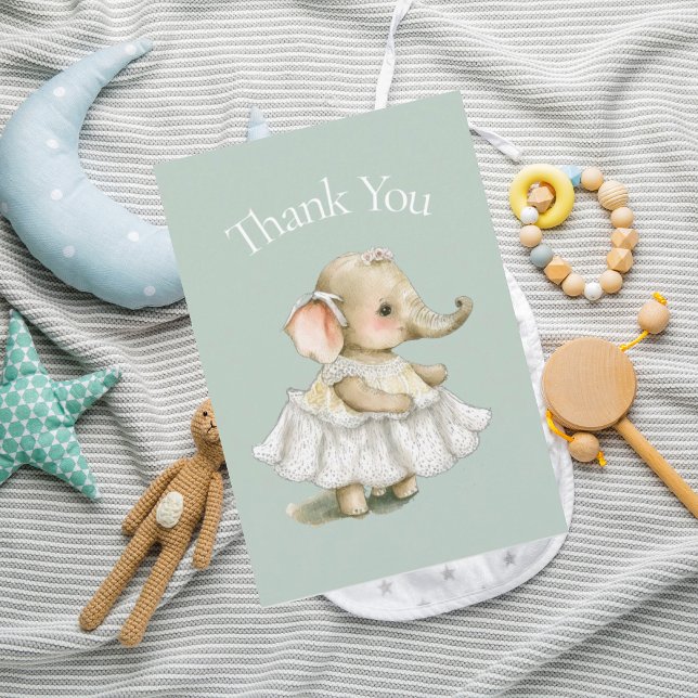 Baby Elephant Grönt Baby Shower Tack (Skapare uppladdad)