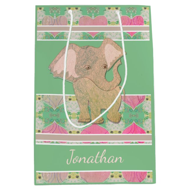 Baby Elephant Grönt Gift Bag (Framsidan)