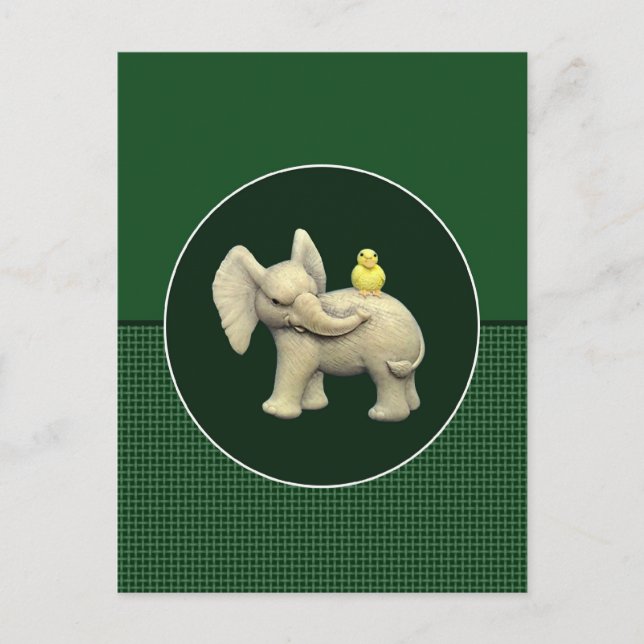 Baby Elephant & Gult Anka Vykort (Framsida)