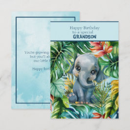 Baby Elephant Happy Birthday Special Grandson Kort