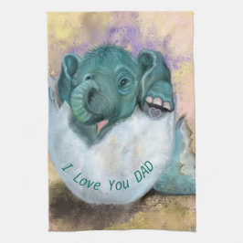 Baby Elephant Hatching från Egg - jag Kärlek du PA Kökshandduk